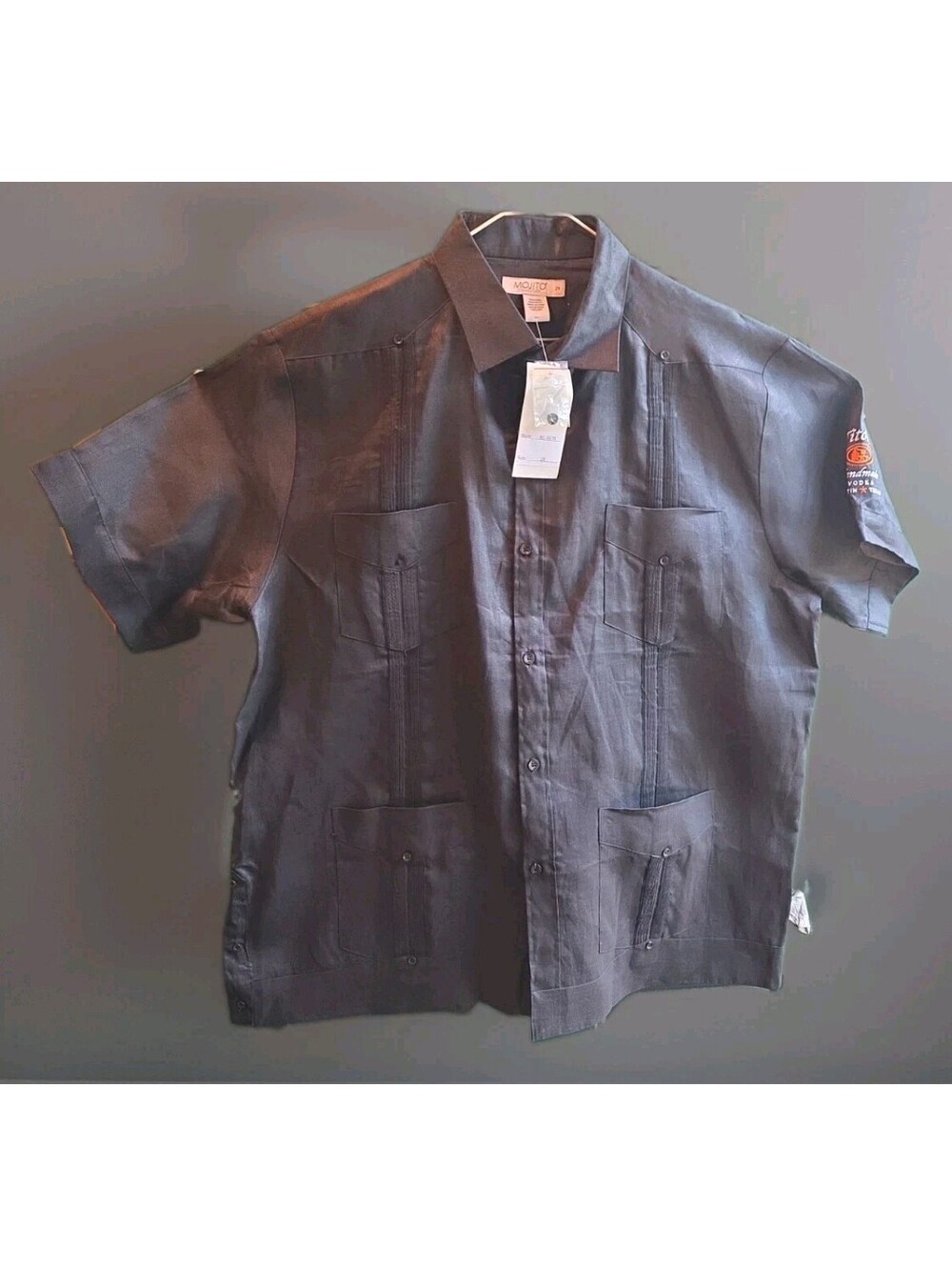 Titos Vodka Mojito Collection Black Bowling  Button down Shirt Size 2 XL Linen